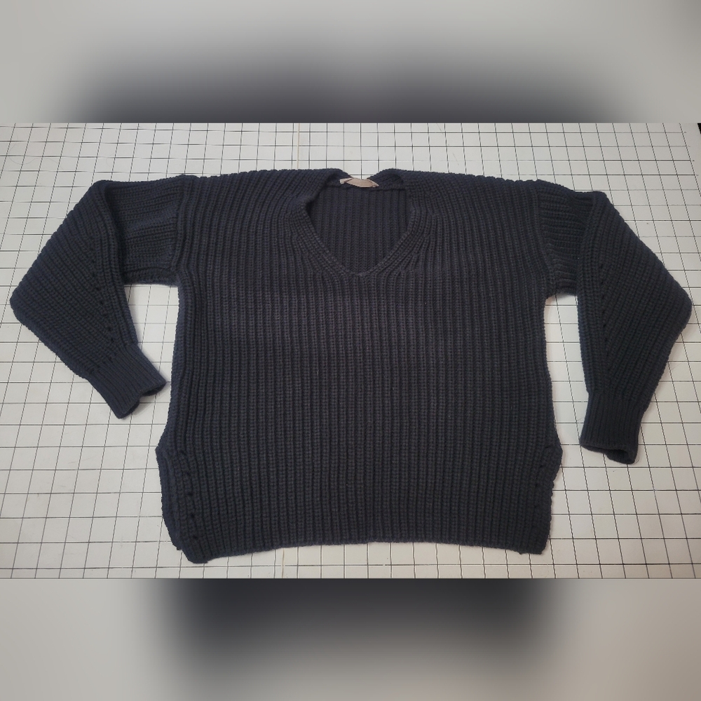 Everlane The Texture Black Cotton Chunky Sweater